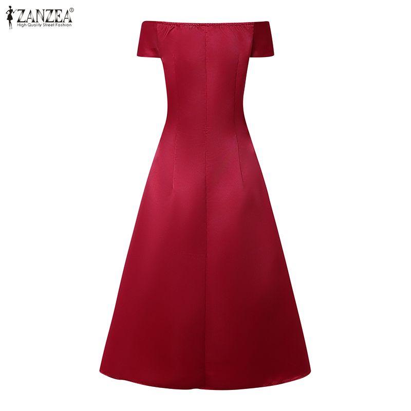 ZANZEA Elegant Women Off Shoulder Casual Sleeveless Long Dress