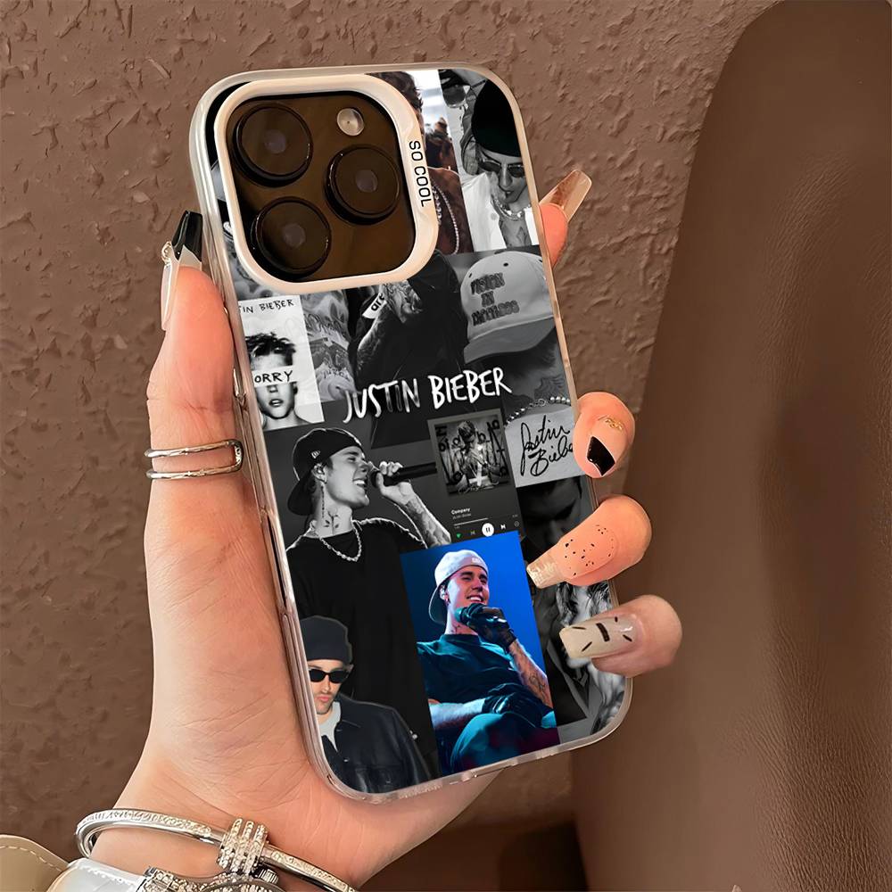 Singer J-Justin B-Bieber Colorful Silver For IPhone 17 16 15 Pro Max 14 13 12 11 Pro Plus Phone Case