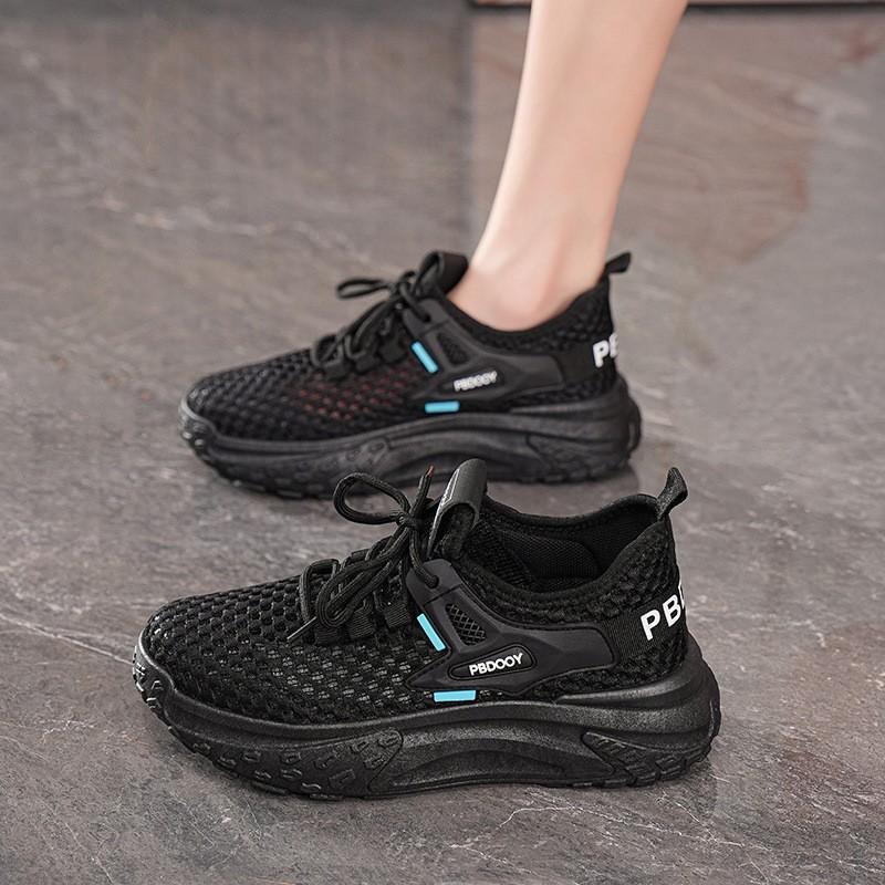 

Summer Women s Shoes New Breathable Hollow Mesh Korean All-matching Platform Sole Fly Knitted Sneakers Casual Dad 40
