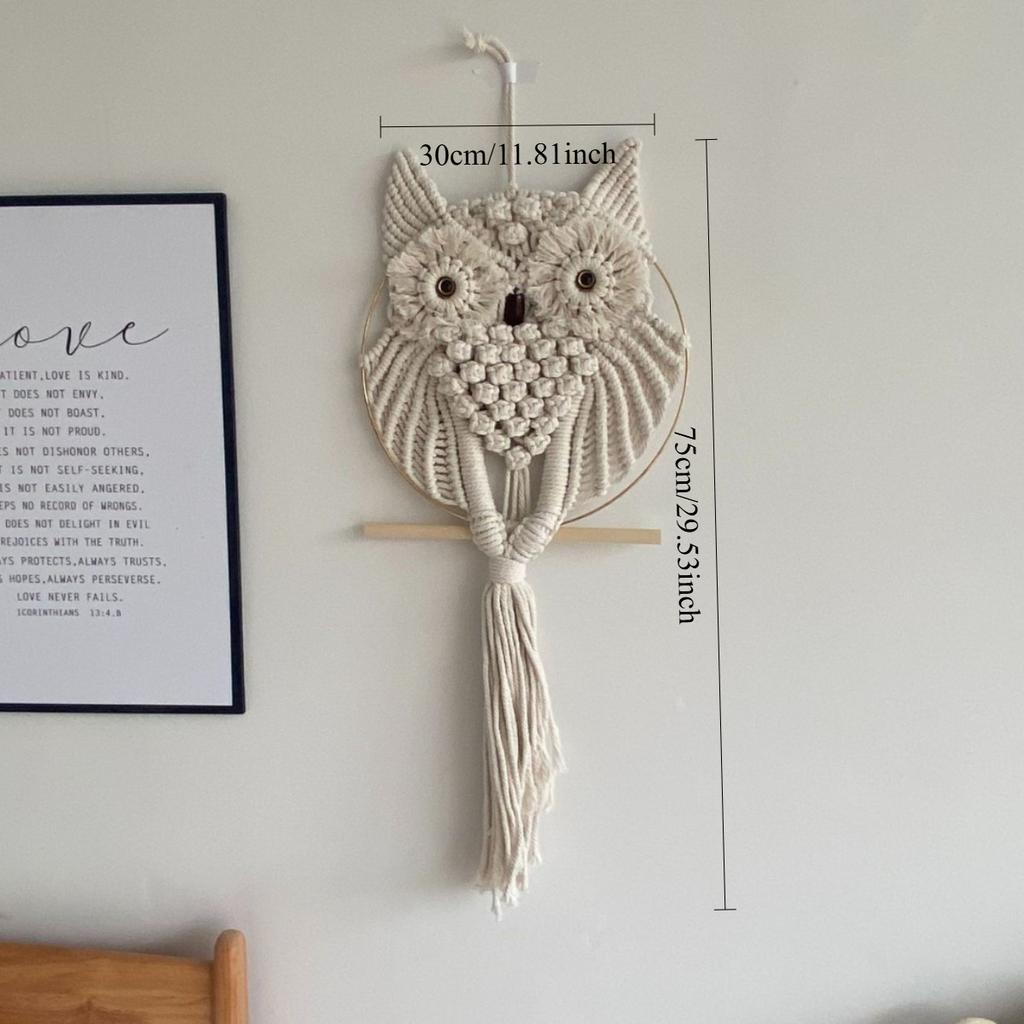 1pcs Handwoven Cotton Owl Wall Hanging | Nordic Bohemian Tapestry with Tassels Rope Decor Home Decoration Supplies
