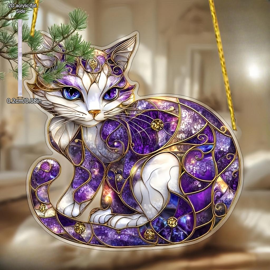 Adorable Cat Decoration Wall Hanging Pendant, Sun Catcher, Acrylic Garland Sign- Light - Catching Window Decor, Novelty Home Decor