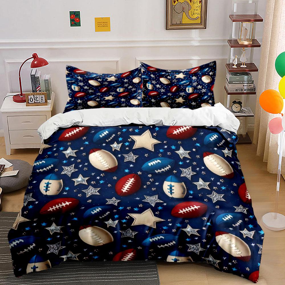 Football Theme Decor Set Bedding Set With 1 Duvet Cover 2 Pillowcases Single Double King Queen, Gift
