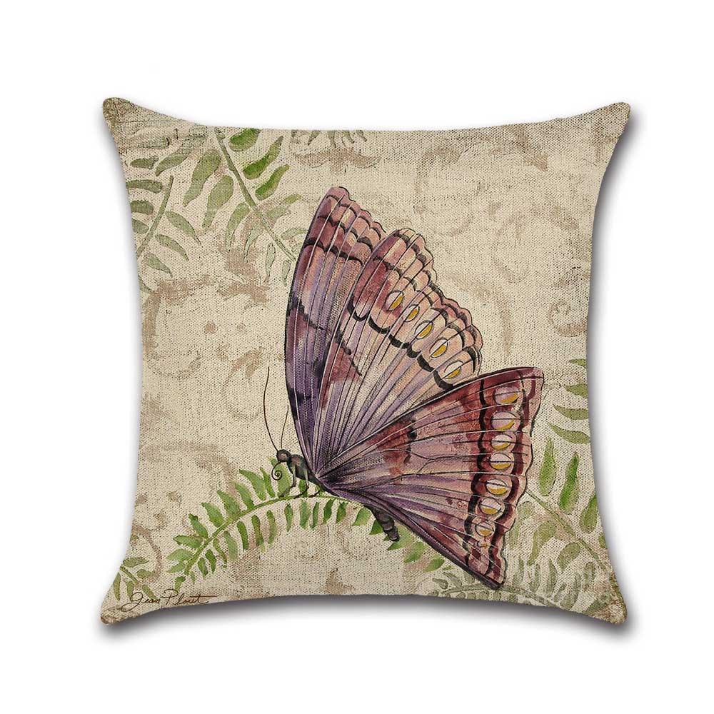Cute Butterfly Pattern Pillow Case Beautiful Butterfly Cotton Linen Pillow Case Decorative Pillowcases Kussensloop Almohada