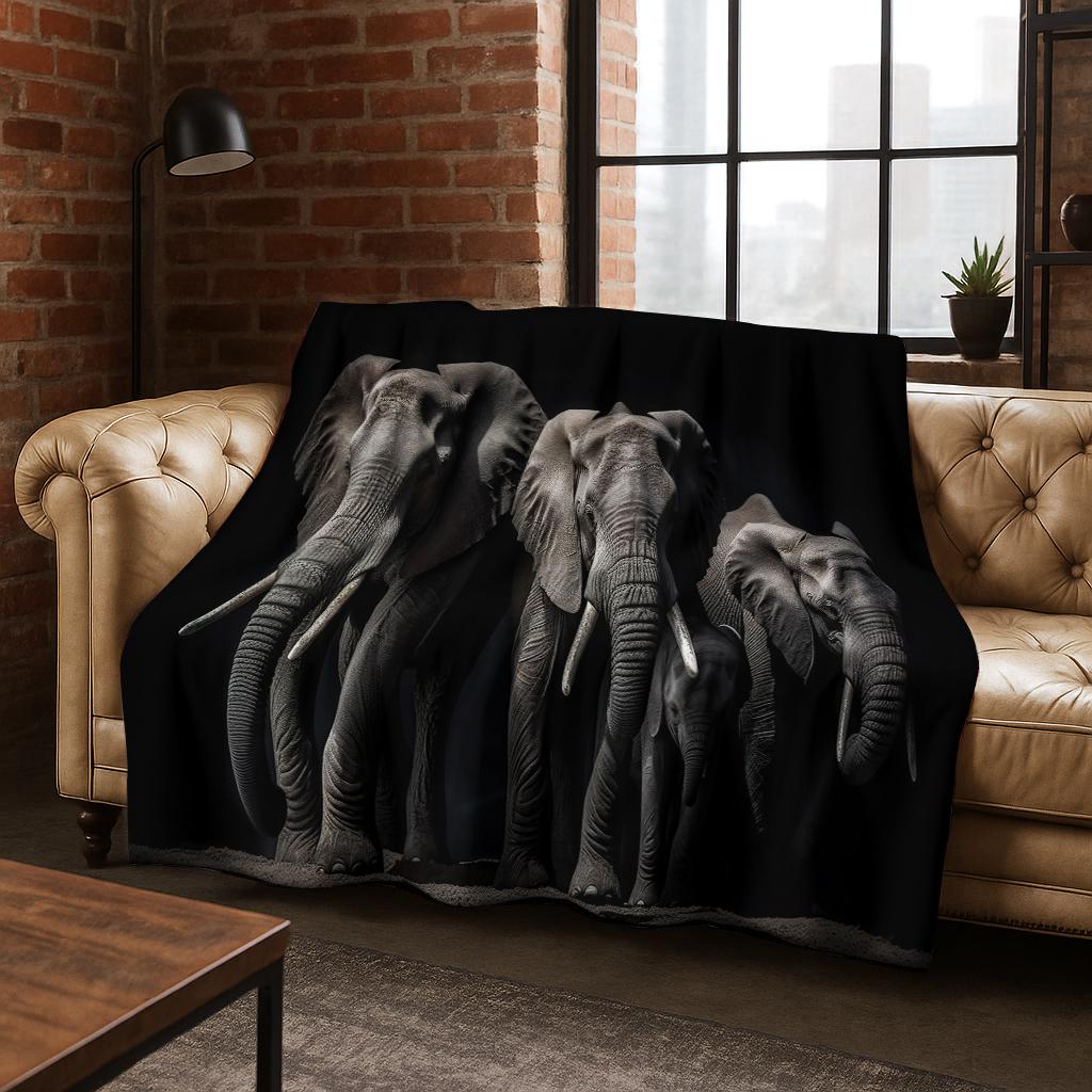 3D Elephant Animal Cartoon Flannel Blanket Soft Warm Throw Blanket for Bed Bedroom Room Living Room Travel Camping Picnic Gift