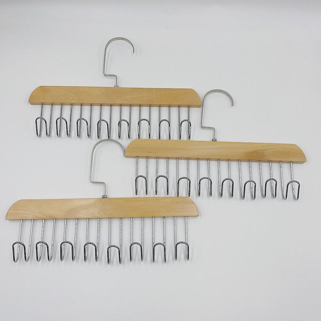 Douyin Multifunctional Tie & Camisole Hanger with 8 Solid Wood Hooks