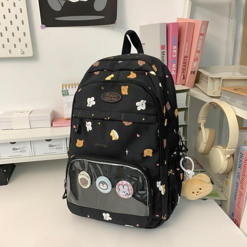 Schoolbag High-value schoolbag Female college student Cute transparent pain bag Large capacity computer backpack Versatile junior high school backpack