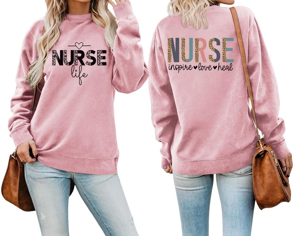 European Front & Back Print Nurse Inspire Love Heal Women's Versatile Hoodie