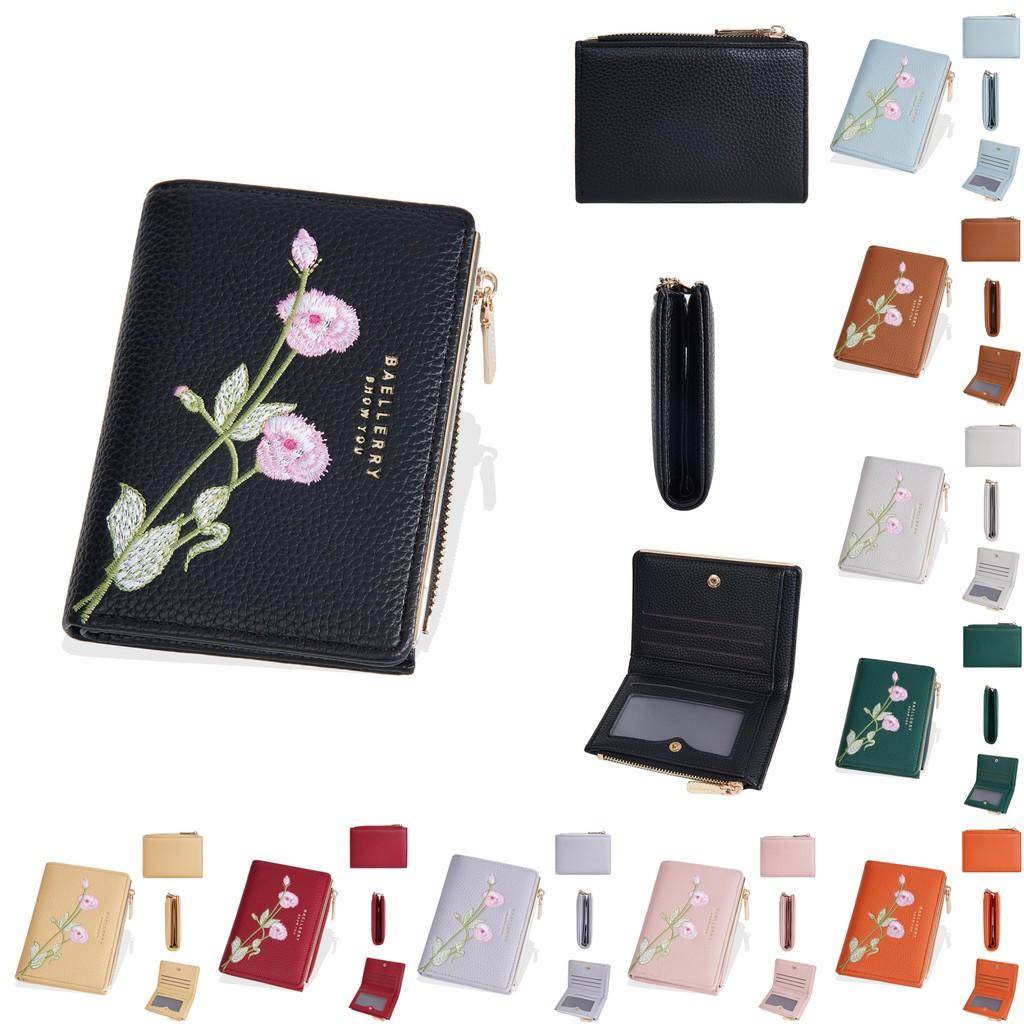 Ladies Wallet With Stitching Embroidery Pu Fabric Multiple Card Slots And Antitheft Design