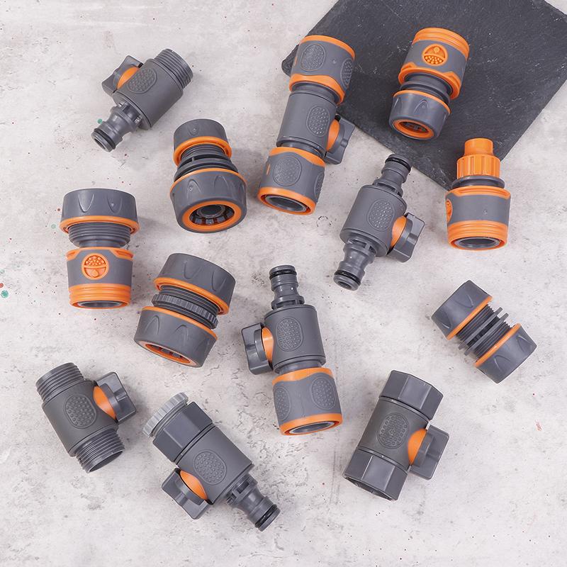 2Pcs 1/2" 3/4" Garden Hose Adapter Quick Connector Stop Plug Coupler Joint Water Irrigation Tube Repair Extender Pipe Fittings