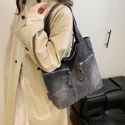 Vintage Denim Tas Dames Grote Capaciteit Schoudertas Studenten Klas Pendeltas