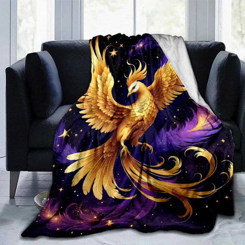 1pc Phoenix Printing Lightweight Flannel Blanket, Comfortable and Warm Blanket, for Camping Sofa Bed and Couch Office, Suitable for Gift Blan