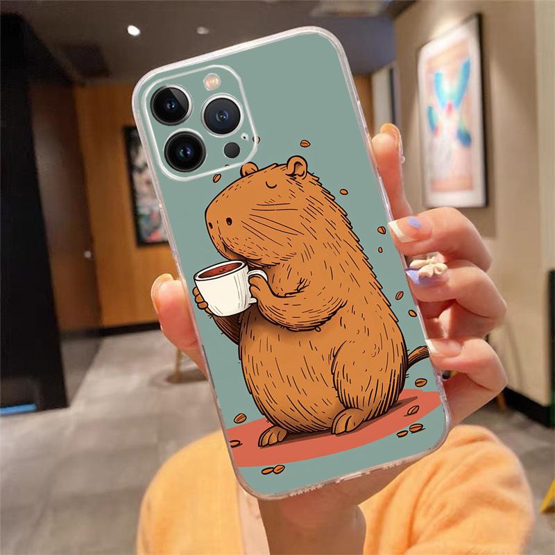 cartoon Cute capybara Phone Case Carcasa Funda For iPhone 17 Pro Max Air 16 15 14 13 Pro Max 15 16 Pro 15Plus Case