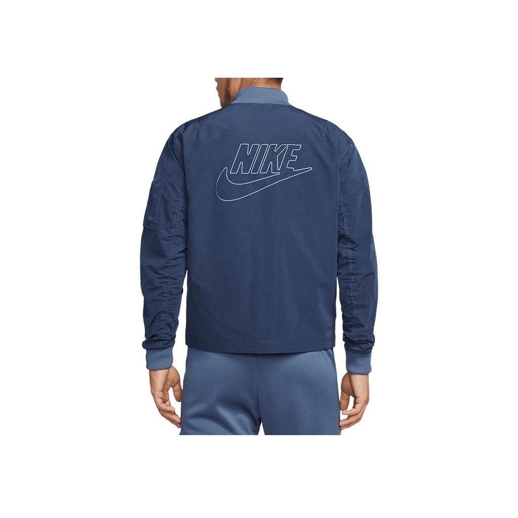 Nike Embroidered Logo Zip-Up Baseball Collar Long Sleeve Flight Jacket Men Jackets Midnight-Navy FD0952-451