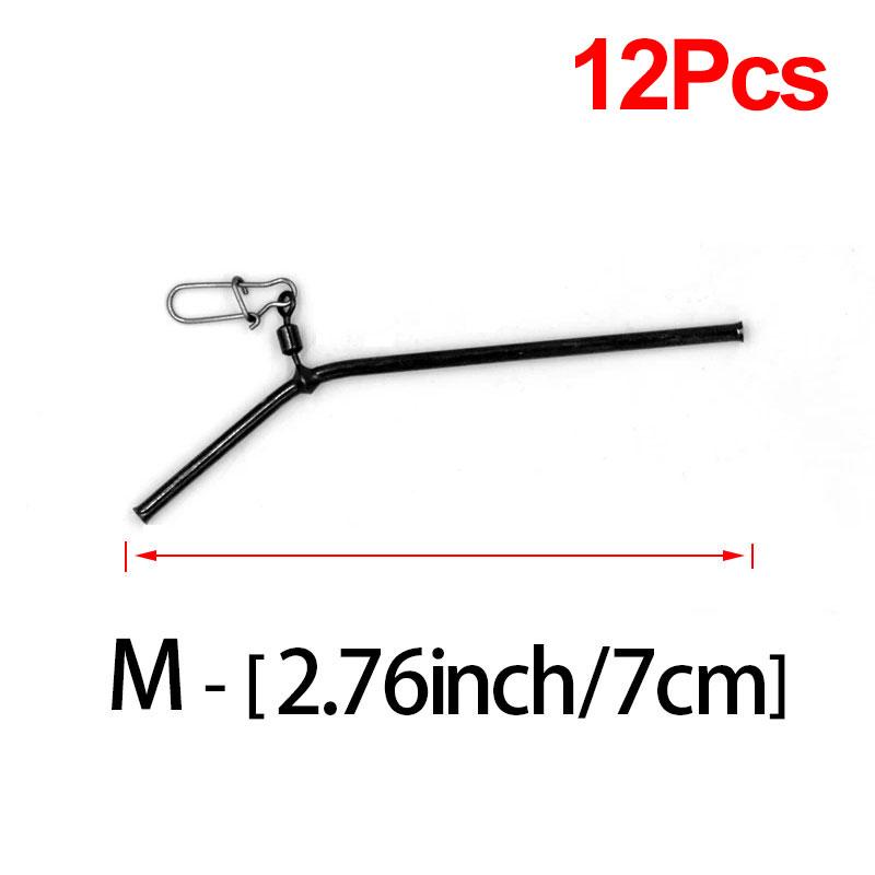 Topranc 12Pcs Anti Tangle Sea Fishing Accessories Fishing Balance Brass Tube Connector L- Shape Booms Accessory Size 5/7/9/12CM