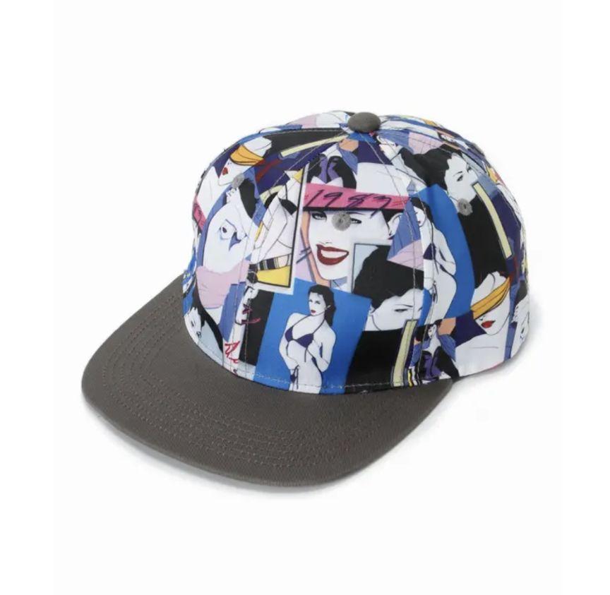 [USED] Extremely rare limited collaboration sold out Patrick Nagel x Starter all-over print cap hat art gray