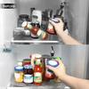 360 Rotate Rectangle Tray Lazy Organizer Turntable Storage Tray Clear Food Storage Organizer Spice Rack For Kitchen Organizer