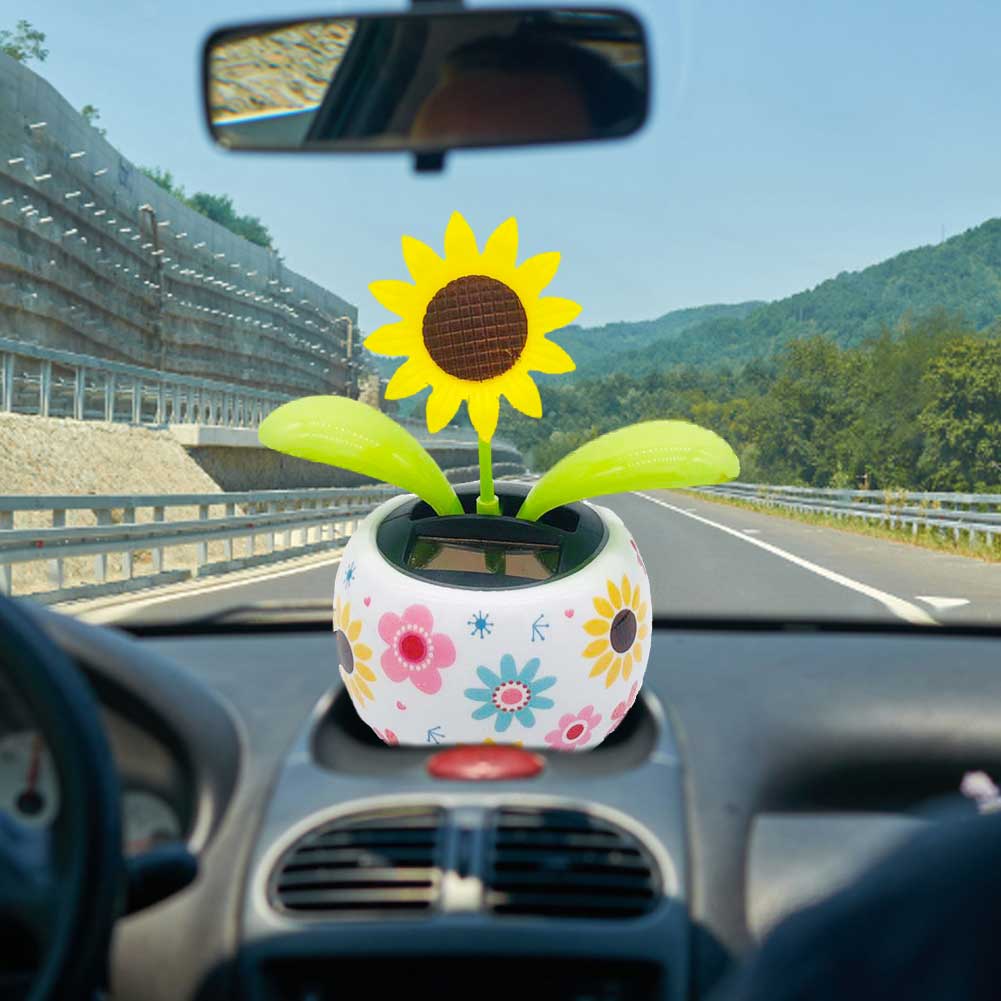 Solar Powered Flower Dancing Toy Car Pendant For Car Styling Dahsboard Ornaments Home Decoration Nodding Swinging Dancing Toy