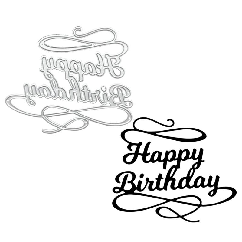 Happy Birthday Metal Cutting Dies for DIY Scrapbooking Die Cuts Paper Cards Embossed Template Decorative Art Crafts