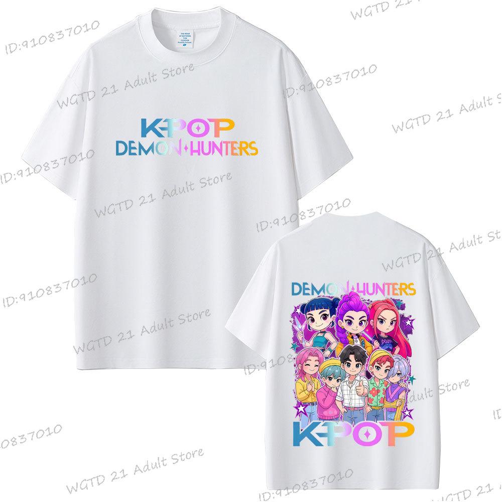 Horký film KPop Lovci démonů Tričko Kreslené Rumi Mira Zoey Saja Chlapecké tričko Pánské Dámské Bavlna Móda Kulatý výstřih Trička Dárek pro fanoušky