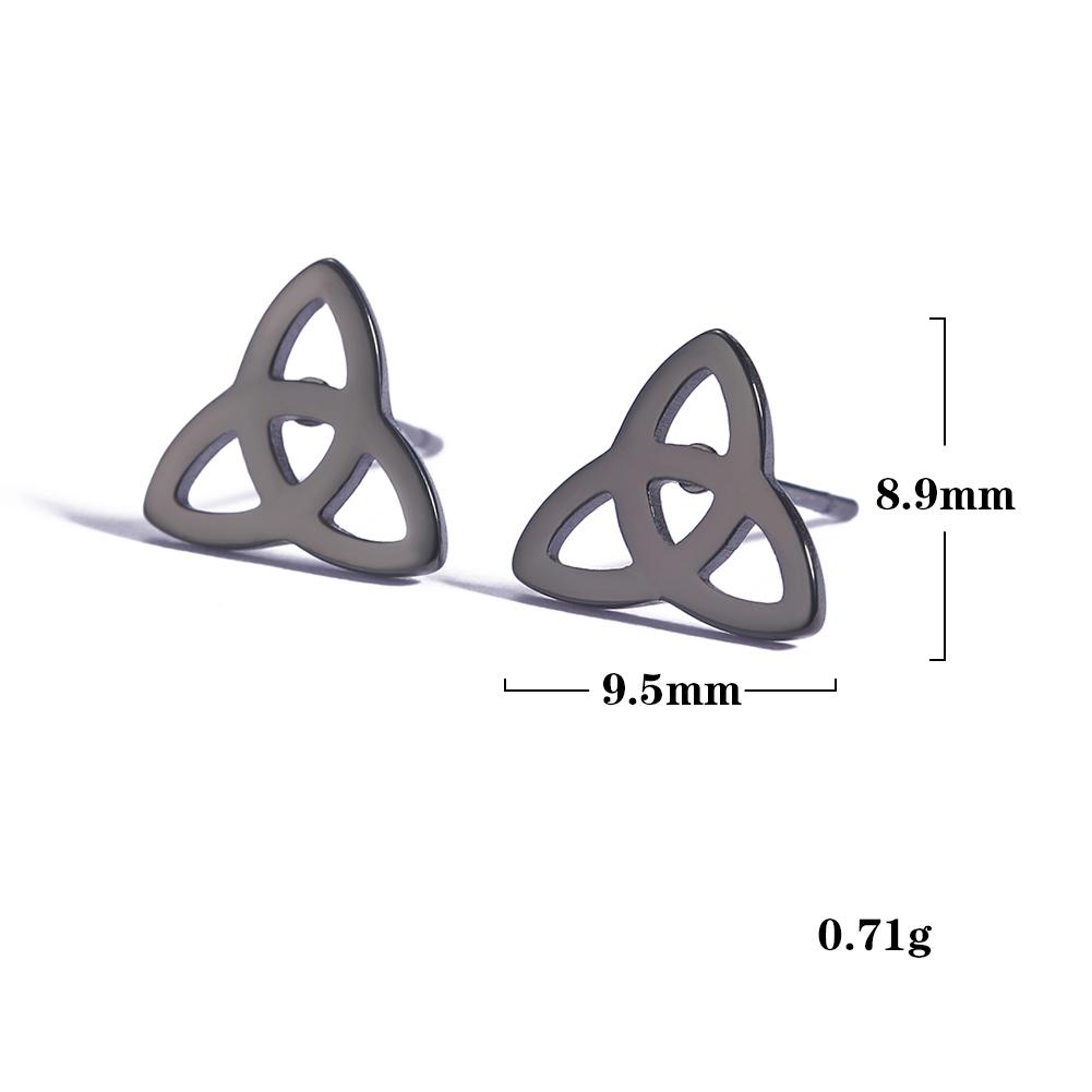 Jeshayuan Triquetra Celtics Irish Knot Stud Earrings For Women Birthday Gift Amulet Wicca Jewelry Stainless Steel Earrings