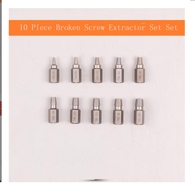10-Piece Bolt Extractor Broken Screw Nut Removal Tool Multi-spline Broken Stud Sliding Tooth Removal Hexagonal Head