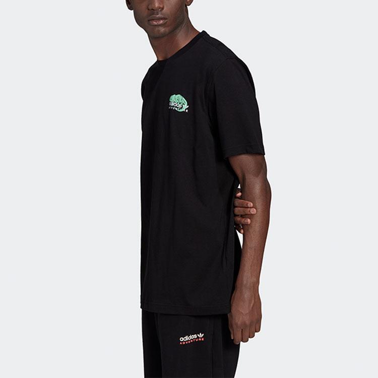Adidas Originals Trefoil Pckalot Tee Retro Print Sports Crew Neck Short Sleeve T-Shirt Men Tops Black HF4762
