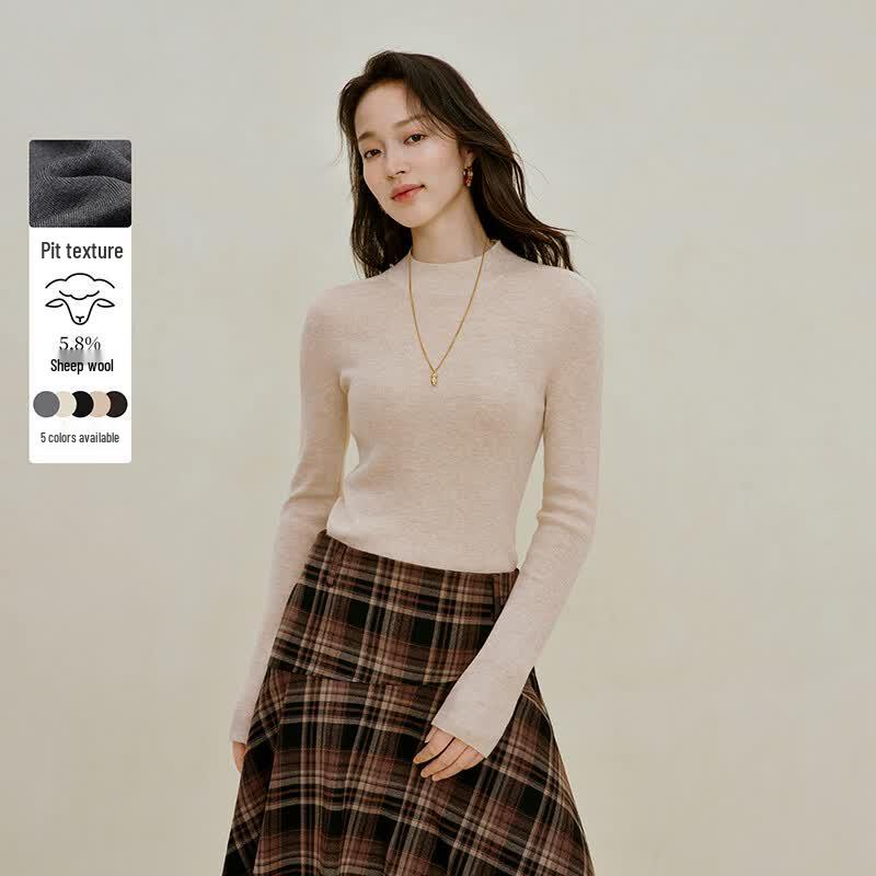 INMAN Women s Half-High Collar Ribbed Knit Sweater M