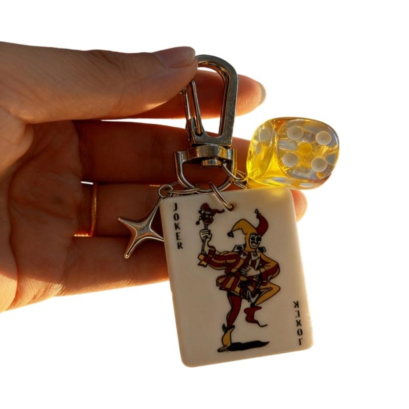 Einzigartiger Poker-Spiel-Themen-Schlüsselanhänger-Anhänger für Modeaccessoires mit Ornamente aus Acryl-Legierung