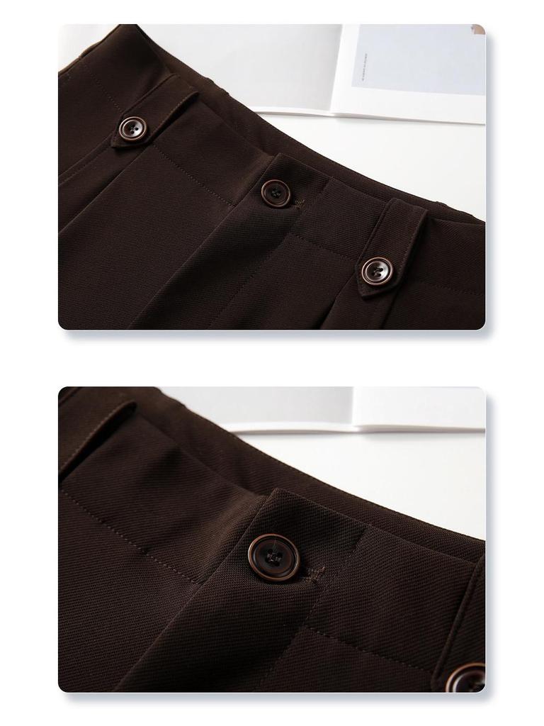 Women's Coffee-Colored High-Waist Straight-Leg Pants: Slimming, Petite Fit, Wide-Leg, Perfect for Spring/Summer 2026.