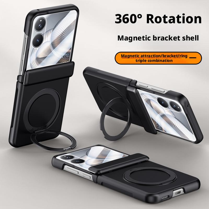 Magnetic Metal Holder Tempered Glass Film Full Protect Case For Xiaomi Mi Mix Flip2 Flip 2 Spring Hinge Protect Cover