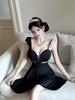 Elegant Deep V-Neck See-Through Dress with Flutter Sleeves and Slimming A-Line Skirt