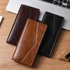 Men’s PU Leather Long Wallet RFID Card Holder Zipper Coin Pocket Multiple Card Slots ID Photo Holder Bifold Wallet Large Capacity Slim Purse
