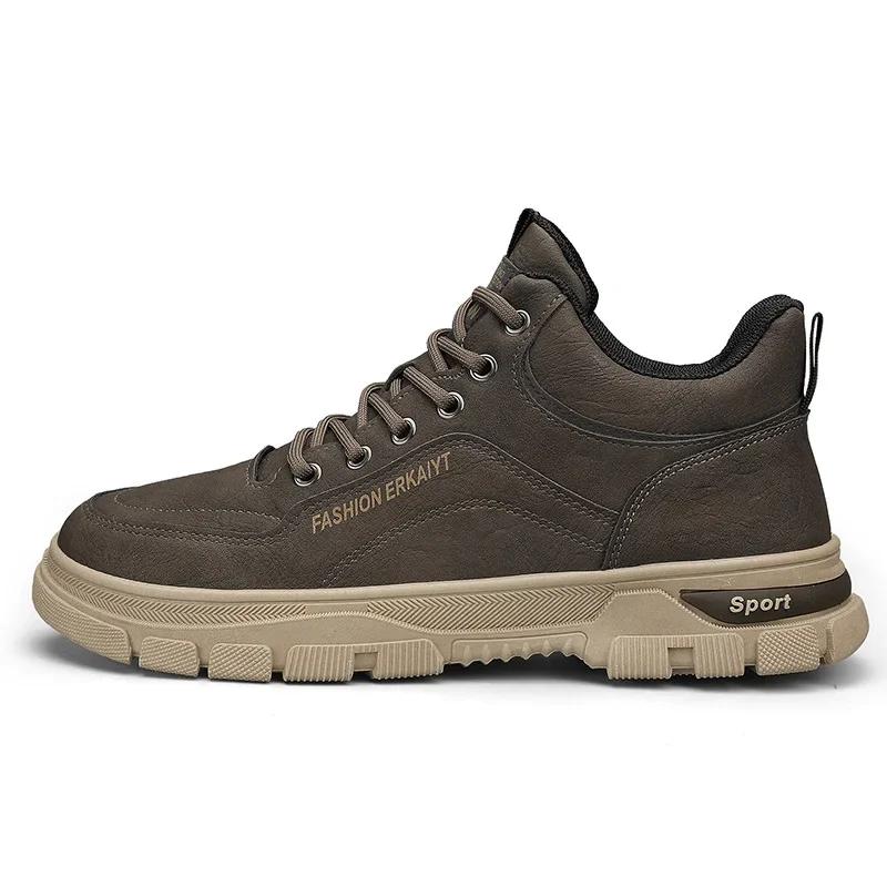 

Мода Осень Зима Новые Мужские Ботинки Модные Толстая Подошва Уличные Рабочие Ботинки Повседневные Челси Спортивная Обувь Износостойкие Удобные 39 коричневый