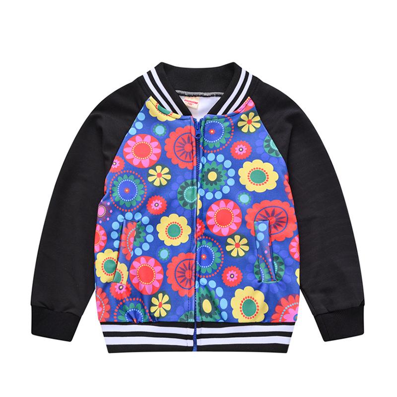 Spring and Autumn Men and Girls Fashionable Cute Printing Color Collision Jacket Children Splicing Jacket Baby Cardigan