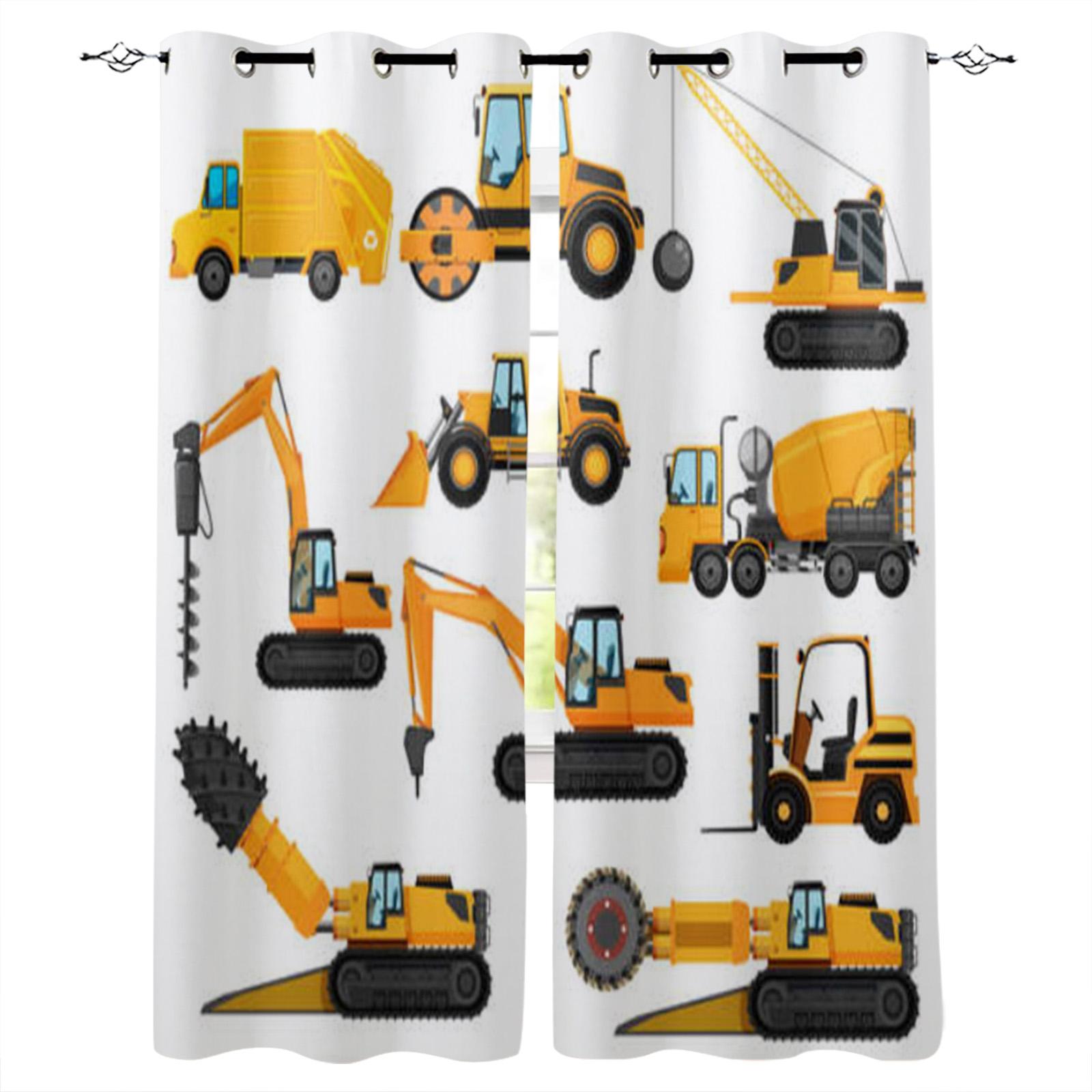 Желтый экскаватор Механическая машина Роскошные шторы для дома Товары для дома Гостиная — фото 8