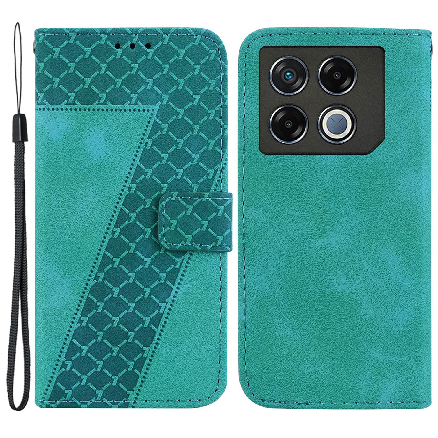 

For Infinix GT 20 Pro 5G Case 7-Shaped Pattern Leather Phone Cover Wallet Green