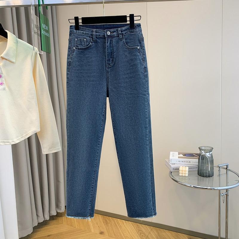 

Dimanaf 2025 Лето Новые Джинсы Брюки Женские Повседневные Джинсовые Шаровары Большие Синие Брюки XL синий