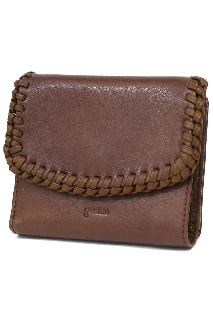 Genten Women's Bifold Wallet, Genuine Leather, Dark Brown, GE-44871-56