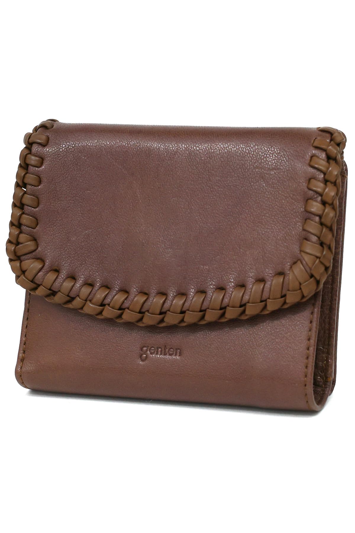 Женский складной кошелек Genten, Натуральная кожа, Темно-коричневый, GE-44871-56
