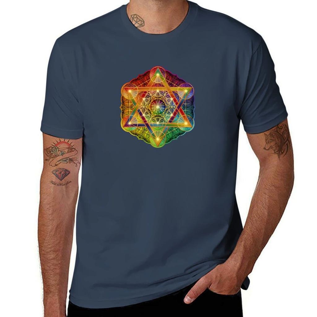 Metatrons Cube With Merkabah And Flower Of Life Tshirt Casual Fashion Print Tee Top