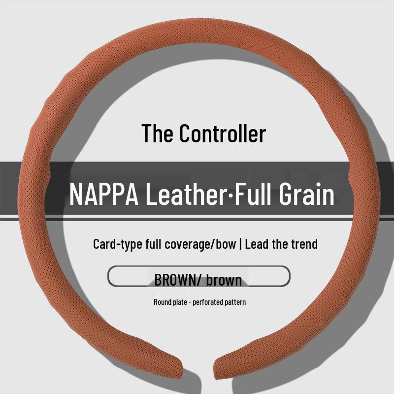 Premium Nappa Leather Steering Wheel Cover - Anti-Slip, Breathable, Ultra-Thin, All-Season
