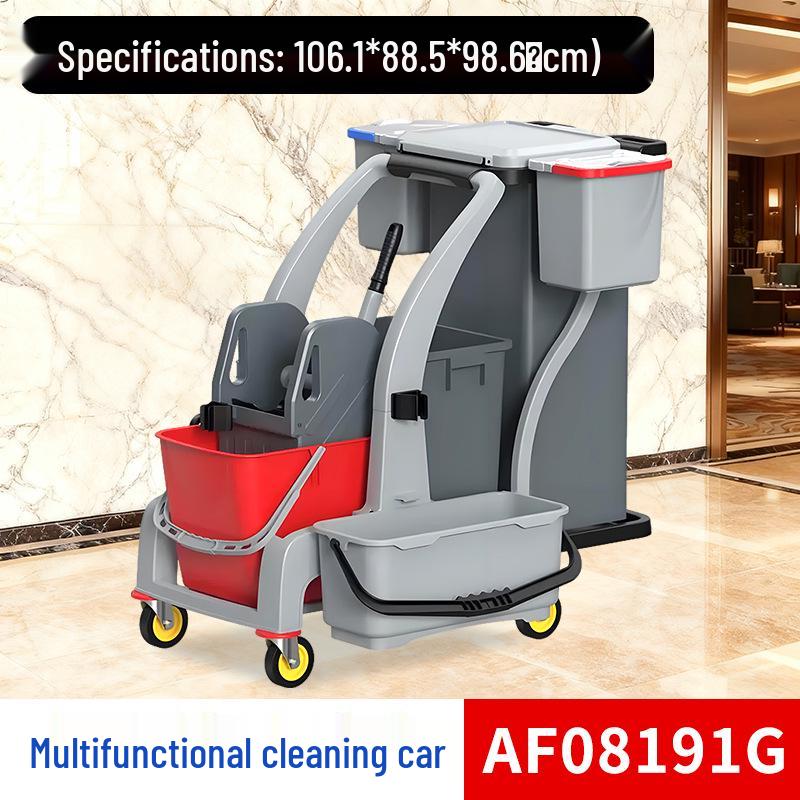Baiyun AF08191 Multifunction Cleaning Cart with Mop & Wringer Bucket, Storage, and Hotel Service Features