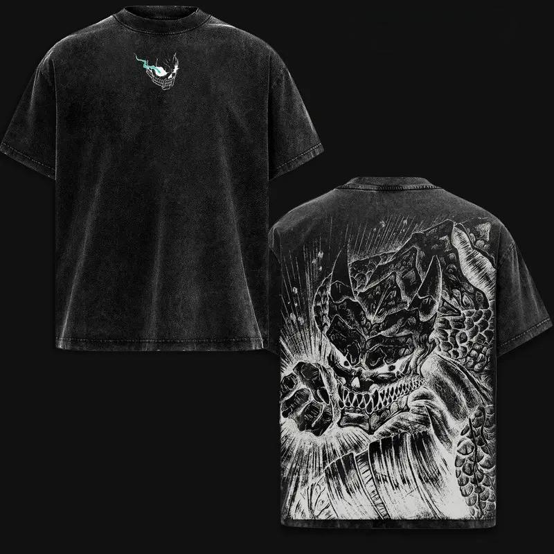 Anime Kaiju No. 8 Graphic T Shirt Men Women Short Sleeve Clothing Casual Cotton Tshirt Vintage Washed T-shirt Harajuku Male Tops