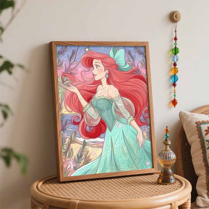 Disney digital oil painting Ariel princess painting art handmade diy gift home decoration
