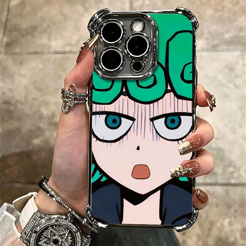 One P-Punch-Mans Tatsumaki Soft Phone Case For iPhone 15 16 17 Air 14 Pro Max 16E Plus 13 12 Mini Plating Anti-Fall Fundas