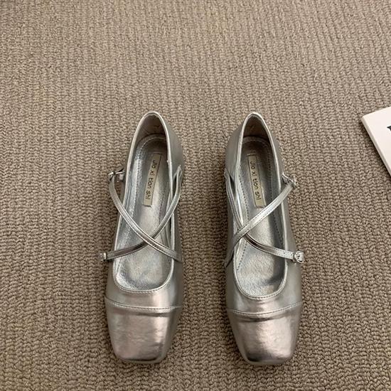 Cross Strap Buckle High-heeled Mary Jane Shoes for Women, Summer French Style, Girlish Feel, Coarse Single Shoes
