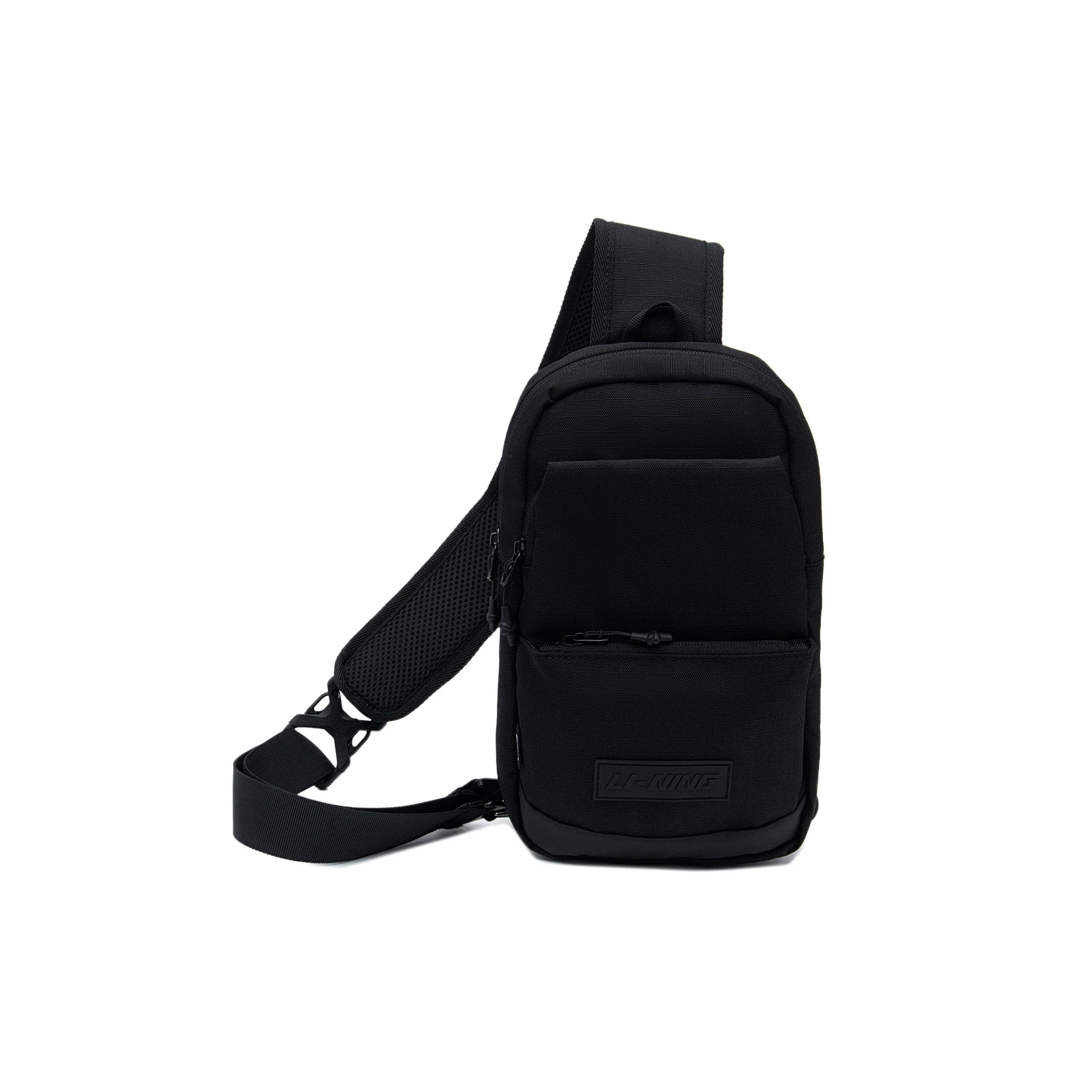 Li Ning Sports Casual Fabric Crossbody Shoulder Chest Bag Unisex Bags Black ABST021-1 Black