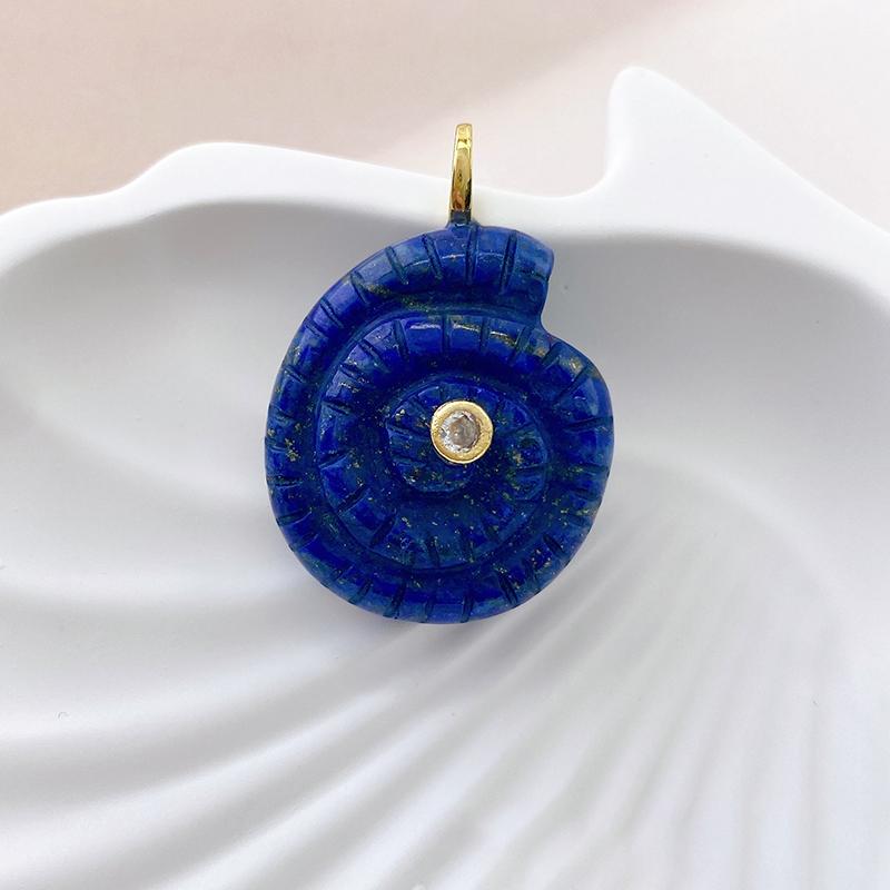 Snail Shell Shaped Carved Natural Crystal Stones With Zircon Amethyst Quartz Tiger Eye Gemstone For Diy Necklace Pendant