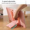 Adjustable Plastic Book Stand for Reading Foldable Desktop Riser for Laptop Textbook - Hands-Free Cookbook Stand with Page Clips