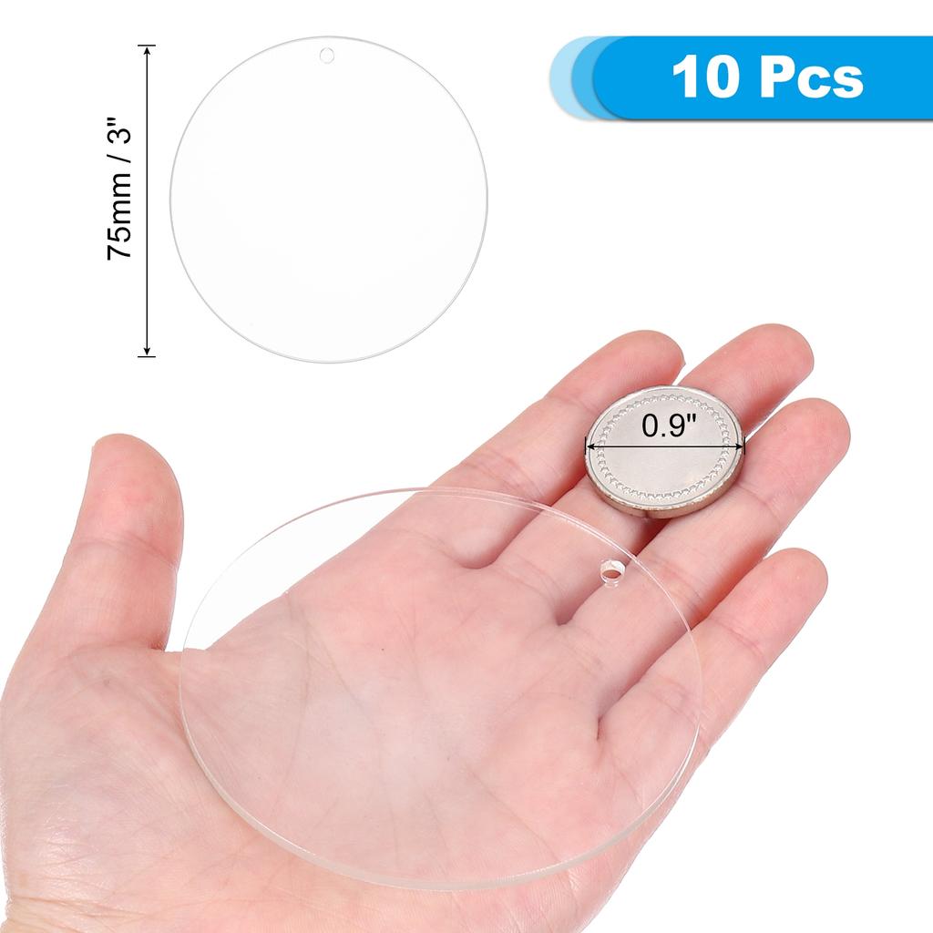 Acrylic Keychain Blanks Round Clear Acrylic Keychain 3mm Thick Circle Discs Blanks with Hole for Craft Tag Pendant Hanging Label